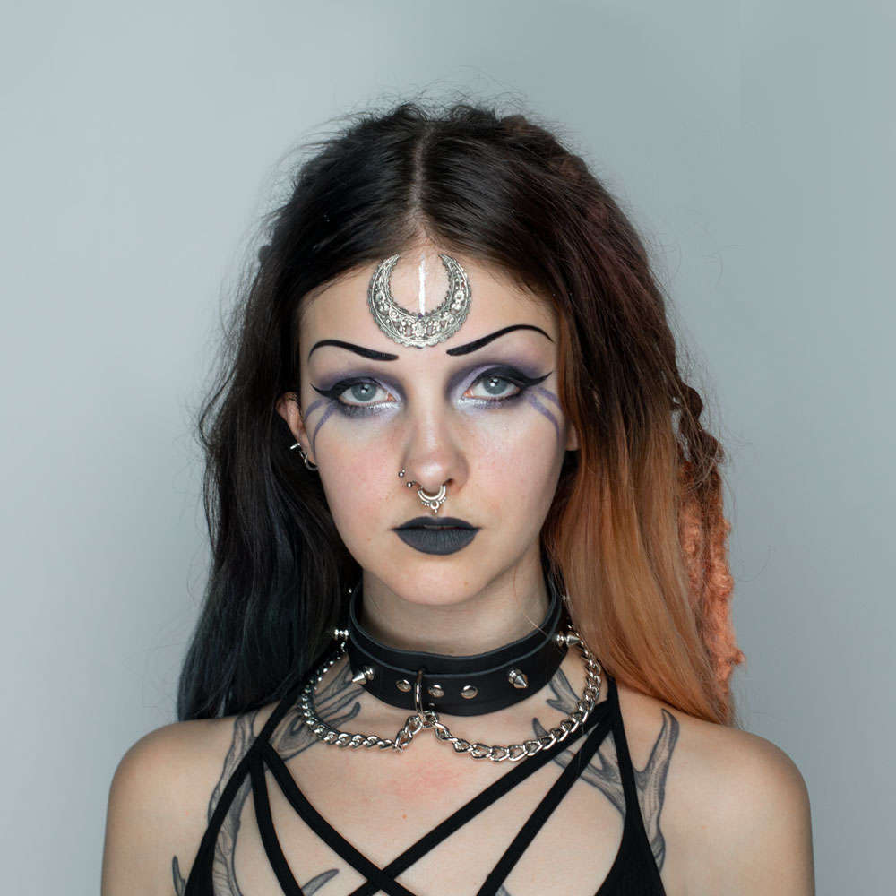 Bullet 69 Funky Punk - 1 row spike with chain Choker - Zwart